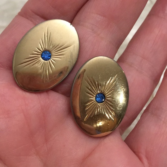 VINTAGE SAPPHIRE CUFFLINKS (unisex) - Picture 3 of 5